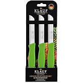 KlauF Solingen 3l&uuml; Meyve Bı&ccedil;ak Seti, 3 adet Tırtıklı Meyve Bı&ccedil;ağı, Paslanmaz &Ccedil;elik, Ergonomik Kaymaz Sap, Ultra Keskin, Meyve