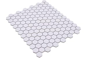 CONWIRE Mosaïque en céramique hexagonale blanche R10B antidérapant pour mur, sol, cuisine, douche, salle de bain, carrelage de mosaïque