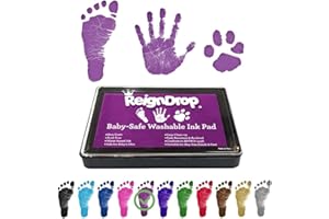ReignDrop Ink Pad for Baby Footprint & Handprint - Creates Impressive Long Lasting Keepsake Stamp for Infant & Kids. Smudge Proof, Easy to Wipe Off Skin, Safe & Gentle Acid Free(Purple)