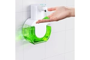 Fantictas Seifenspender Automatisch-Seifenspender Wandbefestigung,420ML Automatischer Seifenspender,Elektrischer Seifenspender mit Sensor,USB-Aufladung IPX5,Wasserdicht,4 Einstellbare Stufen,FBT3106A