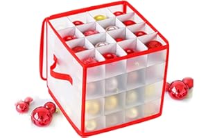 BARVERE Pudełko do przechowywania bombek, ozdoby świąteczne pudełko do przechowywania 64 bombek, pudełko na bombki świąteczne z przegrodami, składany uchwyt do przechowywania z uchwytami