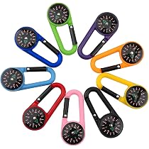 Lot De 8 Mini Boussoles Avec Mousqueton - Portable Pour Randonnée, Camping, Survie - Dimensions 88x42x11.5 Mm - 7