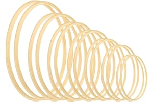 Larcenciel Kranz Ringe 14 Stück 7 Größen Holz Bambus Blumenkranz Makramee Craft Hoop Ringe für DIY Traumfänger, Hochzeitskranz Dekor und Wandbehang Handwerk(8 10 13 15 18 21 23cm)