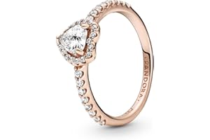 Pandora Timeless Pozłacany 14-karatowym różowym złotem pierścionek z przezroczystymi cyrkoniami, serce