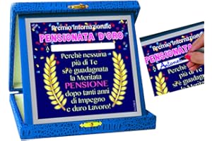 DOR IMPORT S.R.L. TARGA Premio PENSIONATA D'ORO Gadget idea regalo festa neo Pensionata