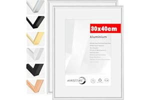 HIMEETIME® 2x Marco de fotos 30x40cm Aluminio Plateado marcos cuadros,Fácil de Colgar Para Decoración de Pared y Decoración Hogar marco 30x40 Grandes para Pósters