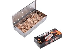 STOUCLA Räucherbox, Räucherbox für Gasgrill, Edelstahl BBQ Grill Räucherbox für Smoker, Holzkohle- und Gasgrills