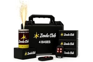 Zenda Club® Pack de 4 Déclencheurs + 5 Jets de Scène Argentés 3 Mètres 30 Secondes – Allumage à Distance avec Télécommandes – Pour Mariages, Fêtes et Événements – Catégorie F1