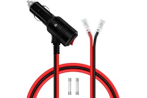 YINGAYOU Presa Accendisigari Maschio Spina con Interruttore 14AWG 20A Cavo per Accendisigari Auto con Spina 12V 24V con LED per Auto, Moto, Barche (1 m)
