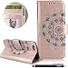 Produktbild HUDDU Rosegold Schutzhülle für iPhone 6S Handyhülle Mandala Muster Floral PU Leder Tasche Slim Wallet Case Flip Hülle Ledertasche mit Kartenfach Magnetverschluss Stand Cover Brieftasche Etui Blumen Handytaschen für iPhone 6 / iPhone 6S 4.7 Zoll