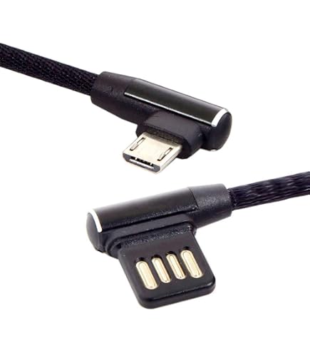 System-S Cavo Dati Micro USB 1 Metro, Spina Ad Angolo, Cavo Di Ricarica E Sincronizzazione, USB A - Micro USB, Imballaggio Senza Frustrazione