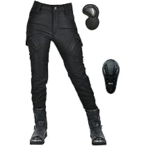 HOMDECR Femme Pantalon Moto,Jeans Moto Très Extensible Respirant