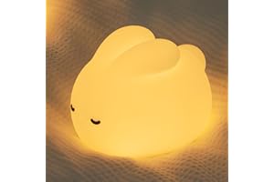 AUEZONA Lapin Veilleuse Bébé Tactile, Silicone Veilleuse Enfant, USB Rechargeable Peut être Chronométré, Kawaii Deco Chambre, Lampe de Chevet Enfant Lapin Veilleuse pour Cadeau Bebe Anniversaire, Noël