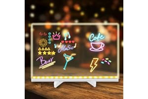 Led Zeichenbrett, 2026 Neu Leuchtendes Led Zeichenbrett für kinder Acryl Notiztafel mit 7 Farben Stift und Verstellbarem Ständer,Drawing Board,Memo,Werbetafel (30 * 20CM)