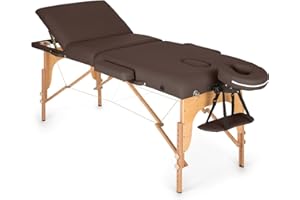 KLAR FIT MT 500 - Table de Massage Pliante Professionnelle, 210cm avec cavité faciale (Rembourrage Mousse, entièrement modulable, Hauteur de Pieds Ajustable, Housse de Transport) - Marron