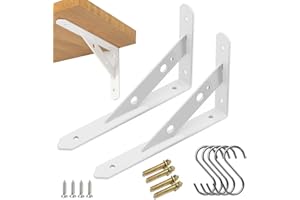 WEERSTONE 2 Stück Regalhalterungen Schwerlast-Träger 90 Grad Wand-Winkel Regalhalterung Metall Regalträger mit Schrauben Wand Regalträger Eisen Regalwinkel für Winkel Regal (20×12×2.5CM)，Weiß