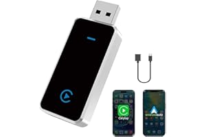 PEOUSILD Adaptador CarPlay y Android Auto, inalámbrico para Android Auto, adecuado para vehículos con cableado de fábrica, convierte la conexión por cable en inalámbrica. Compatible con coches a partir de 2017