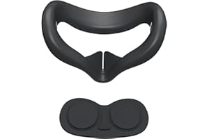 SUPERUS VR Silicona Face Cover Compatible con Oculus Quest 2 con Protector de Lente, Almohadilla Facial Lavable y Cubierta de Lente Resistente a los Arañazos, Juego de Accesorios VR 2 Piezas (Negro)