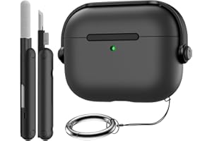 TiMOVO Custodia per AirPods Pro 3 (2025) con Chiusura di Sicurezza, Custodia Protettiva Rigida con Design Musicale per Apple AirPods Pro 3a Generazione, con Kit di Pulizia e Portachiavi, Nero