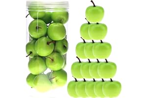 Meiwlong 27 PCS Mini Gefälscht Grün Apfel Künstliche Lebensecht Essen Küche Requisiten Faux Realistisch Kunststoff Modell Dekoration Haushalt Party Urlaub Danksagung