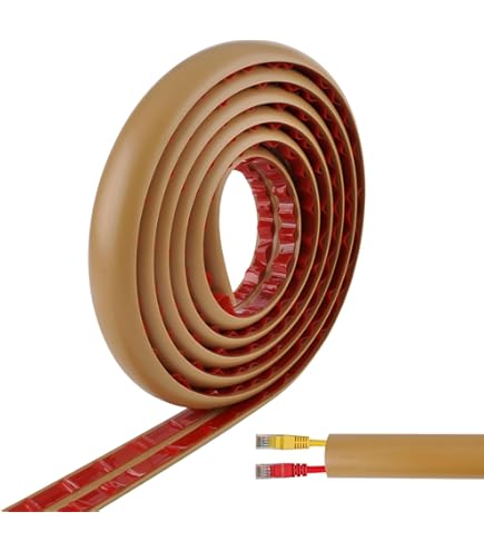 Canalina Passacavi Autoadesiva Per Pavimento - PVC Flessibile 5cm X 3m, Design Venatura Legno - Foto 4