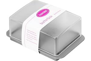 homeXpert Butterdose, Butterbox aus Kunststoff für 250g Butter - mit transparentem Deckel in Grau, Butterbehälter zum servieren, Spülmaschinenfest, passend für Kühlschranktüre
