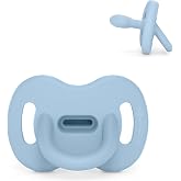Suavinex, All Silicone Pacifier, for Babies 6/18 Months, Soft Blue | With SX Pro Physiological Teat, Symmetrical, Flat and Fl