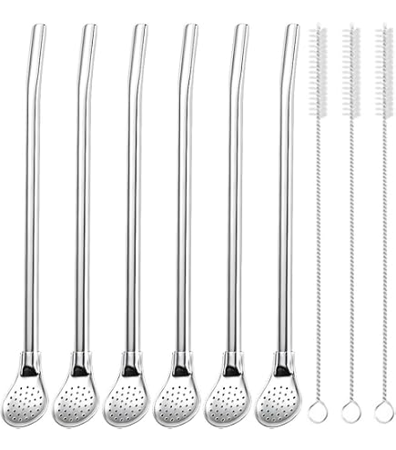 Kit 2 Pailles + 2 Brosses En Inox - Pour Maté, Thé, Matcha - Facile à Nettoyer