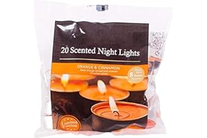 ONLINESTREET 8 Hours Burning Tealights and Scented Candles Pack, with Long Lasting Burning Wax, Having Multiple Refreshing Scents, Making it a Beautiful Gift Pack and a Decorative Accessory (Orange & Cinnamon)