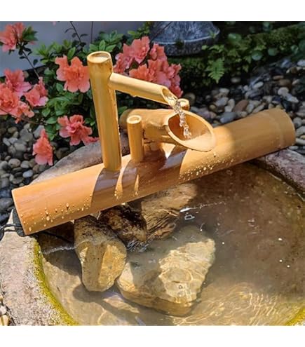 Wasserspiel Outdoor Brunnen Japanischer Stil Bambus Brunnen mit Pump-Kit  fr Hinterhof Rasen : Amazon.de: Garten