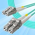 10Gtek Fiber Patch Cable - LC to LC OM3 10Gb/Gigabit Multi-Mode Jumper Duplex 50/125μm LSZH Fiber Optic Cord for SFP Transceiver, Aqua, 0.2-Meter(0.7ft)