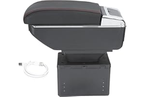 EJOYOUS Reposabrazos Central para Automóvil, Caja de Reposabrazos de Doble Capa para Consola Central, Reposabrazos de Consola Central Universal con Puertos USB, Caja de Almacenamiento