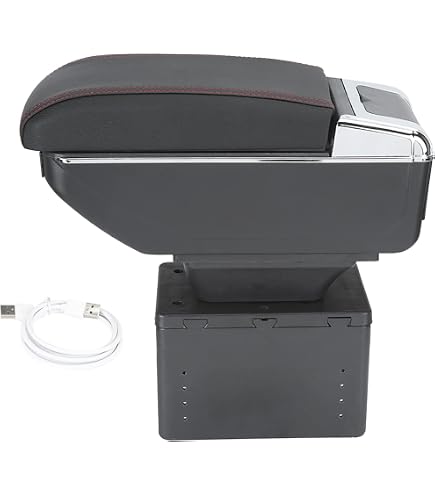 Bracciolo ARMSTER Per KIA Venga 2010- - Nero In Tessuto, Con Vano Portaoggetti Ribaltabile