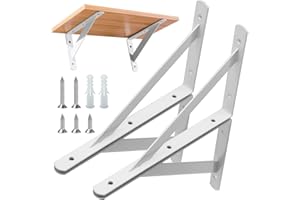 WEERSTONE 4 Stück Regalhalterungen Schwerlast-Träger 90 Grad Wand-Winkel Regalhalterung Metall Regalträger mit Schrauben Wand Regalträger Eisen Regalwinkel für Winkel Regal (300×190mm)，Weiß