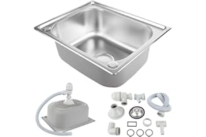 QOWRKRQ Évier de Cuisine en Acier Inox avec Drain, Évier Cuisine 1 Bac, Montage à Encastrer, Évier à Encastrer de Primagran (50 * 40 * 20 cm)