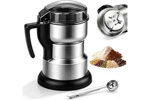 WDKXCN Elektrisk kaffekvarn, 150 W 300 ml kaffekvarn med 4 blad i rostfritt stål, 1 sked och genomskinligt lock, kryddkvarn k