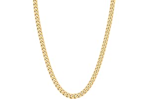 VEXXS Men Gold Necklace, Mens Gold Chain,18K Real Gold Plated 4/5/6mm Flat Cuban Link Chain, No Color Fading Men’s Necklace Chain,Jewelry Gift Men Women,Gift Box