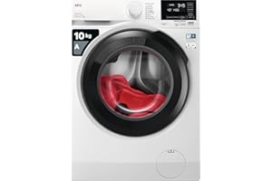 AEG LFR6114O4B Lavadora de Libre Instalación, Carga Frontal, 10 Kg, 1400 rpm, Motor Inverter, Programa antibacteriano, Programas a Vapor, Programa Rápido, LCD, Serie 6000, Blanca, Clase A