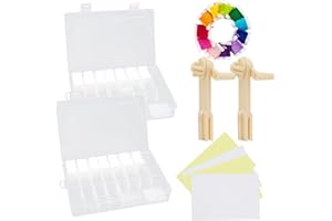 Seahelms Embroidery Thread Organizer Box Set, Plastic Cross Stitch Floss Bobbins Cards, 104Pcs Embroidery Thread Bobbins with Bobbin Winder and Blank Stickers for DIY Craft Sewing (white2)
