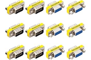 GTIWUNG Lot de 12 De Genre Changeur 9 Broches Femelle vers Femelle Mâle vers Mâle Serie Coupleur RS232 DB9 Adaptateur, Mini Gender Changeur Coupleur Adaptateur