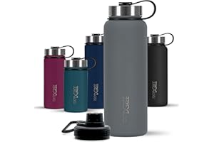 720°DGREE Edelstahl Trinkflasche 1200ml “noLimit” - Auslaufsicher, Kohlensäure geeignet, BPA-Frei - Thermosflasche, Isolierflasche mit Schraubverschluss für Sport, Fitness, Outdoor +Gratis Sportdeckel