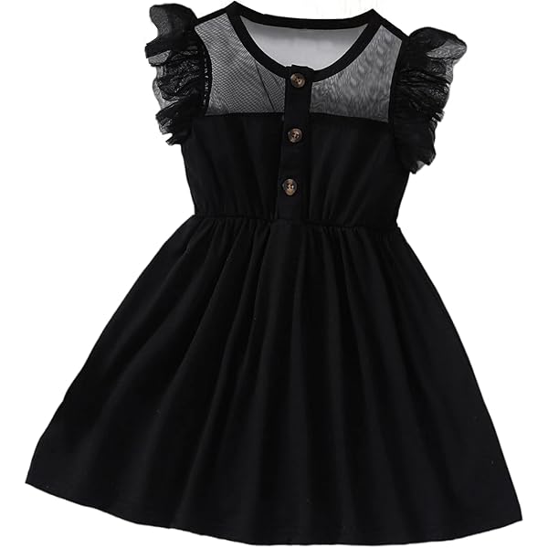 Buy YK Girls Black Self Design Fit and Flare Dress (10-11 Years) at  Amazon.in