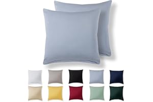 Alreya Poszewka na poduszkę 65 x 65 cm (zestaw 2 szt.) – jasnoniebieska – 100% bawełna dżersej – poszewka na poduszkę 65 x 65 cm, z dżerseju, super miękka poszewka na poduszkę 65 x 65 cm, z zamkiem