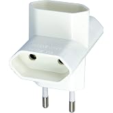 Amig - 3-Outlet Socket Thief for Connecting Electrical Appliances - Horizontal Triple Spike Wall Adapter - White Color - Maxi