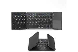 La Tag Foldable Bluetooth Keyboard, Pocket Size Portable Mini BT Wireless Keyboard with Touchpad for Android, Windows, PC, Tablet