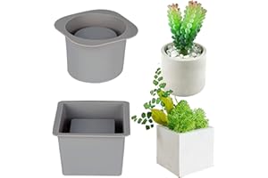Yayatty 2 Forma Moldes Silicona Cemento Molde de Silicona para Maceta Molde Cemento para Plantas Suculenta para Decoración de La Oficina y El Hogar Cemento Decorativo