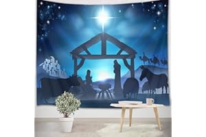 LB Jesus Tapestry Wall Hanging Christmas Photography Backdrop Christian,Three Wise Men,Star of Bethlehem Wall Tapestry for Living Room Bedroom Dorm Wall Decor,Party Background,78x59 inches