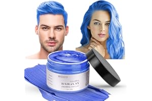 LOPHE Cera Temporal para Teñir el Cabello, 100g Cera del color del pelo, Temporal Tinte para Cabello barros naturales para teñir el pelo para teñir el cabello en color Cosplay partido, Azul