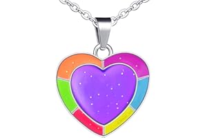 INFINIONLY Collier Médaillon de Cœur pour Femme et Homme Collier en Acier Inoxydable Pendentif d'Humeur Changeant de Couleur Enfant Collier de Température
