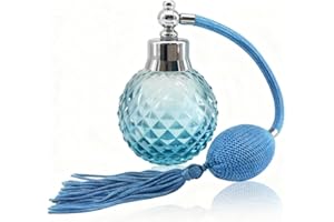 Parfumlism Flacone spray per profumo da 1 pezzo da 100 ml,bottiglia atomizzatore ricaricabile vintage in cristallo di colore sfumato con nappa lunga (blu)